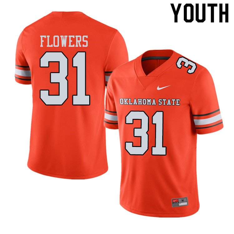 Youth #31 Tre Flowers Oklahoma State Cowboys College Football Jerseys Sale-Alternate Orange